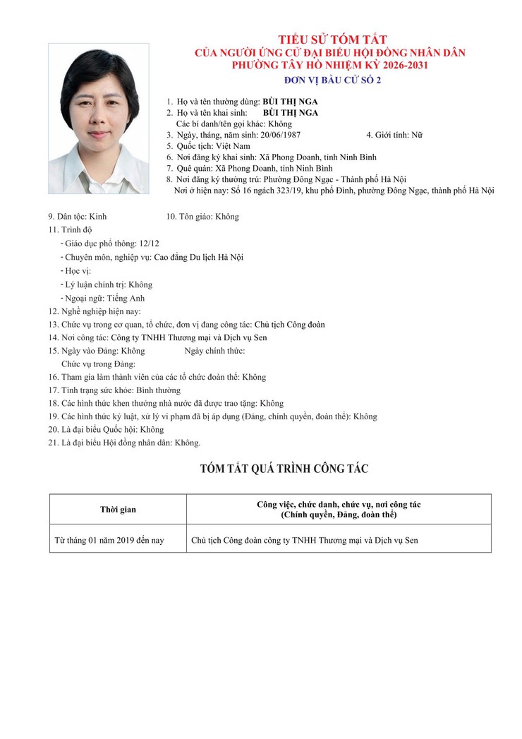 Công khai Tiểu sử người ứng cử Đại biểu HĐND phường Tây Hồ, nhiệm kỳ 2026 - 2031- Ảnh 9.