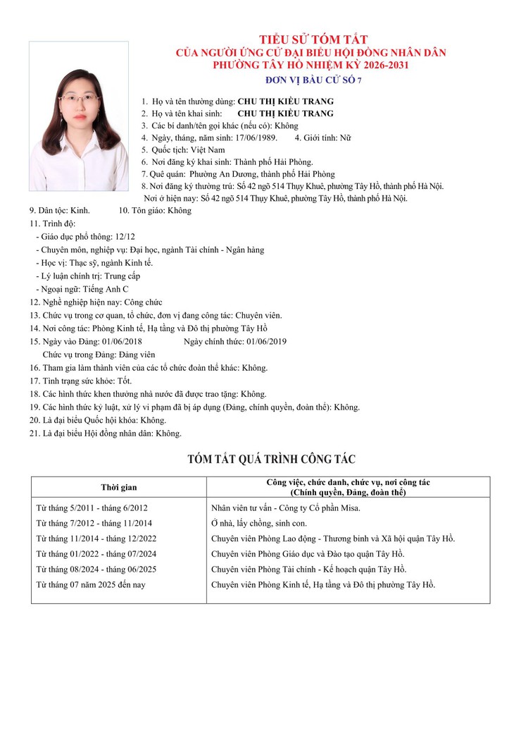 Công khai Tiểu sử người ứng cử Đại biểu HĐND phường Tây Hồ, nhiệm kỳ 2026 - 2031- Ảnh 34.