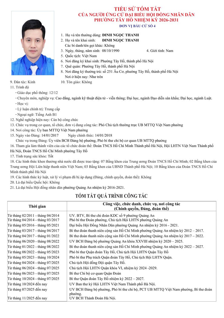 Công khai Tiểu sử người ứng cử Đại biểu HĐND phường Tây Hồ, nhiệm kỳ 2026 - 2031- Ảnh 19.