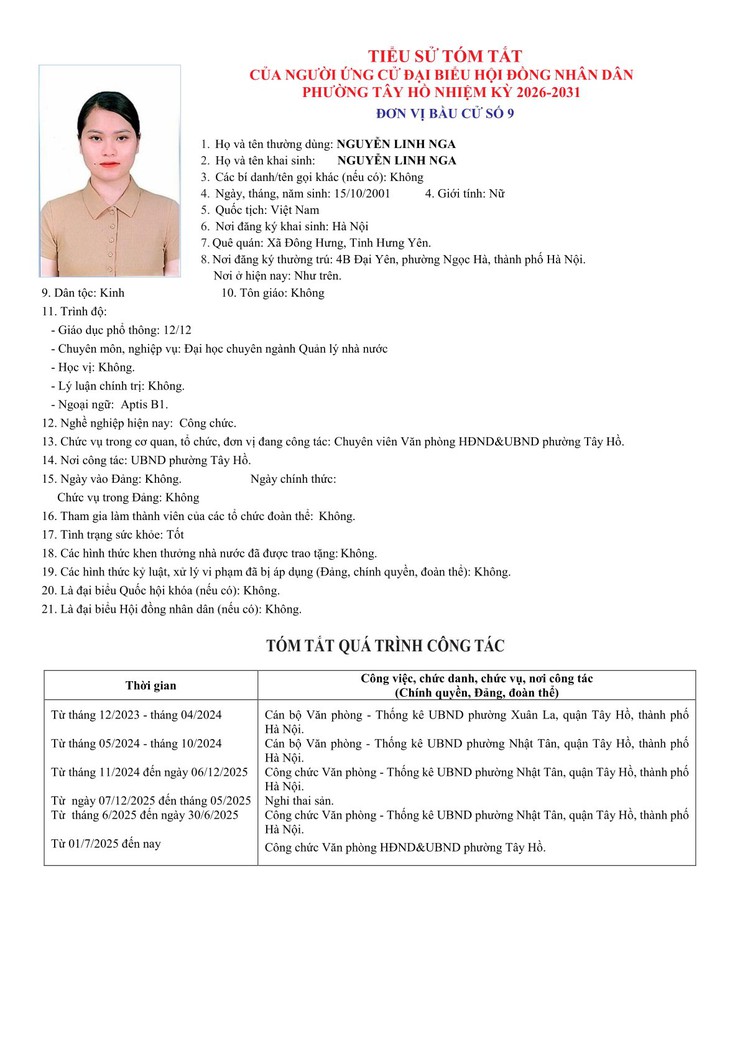 Công khai Tiểu sử người ứng cử Đại biểu HĐND phường Tây Hồ, nhiệm kỳ 2026 - 2031- Ảnh 44.
