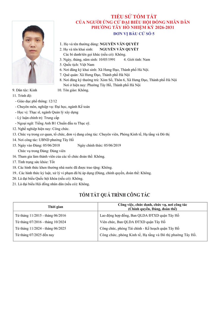 Công khai Tiểu sử người ứng cử Đại biểu HĐND phường Tây Hồ, nhiệm kỳ 2026 - 2031- Ảnh 25.