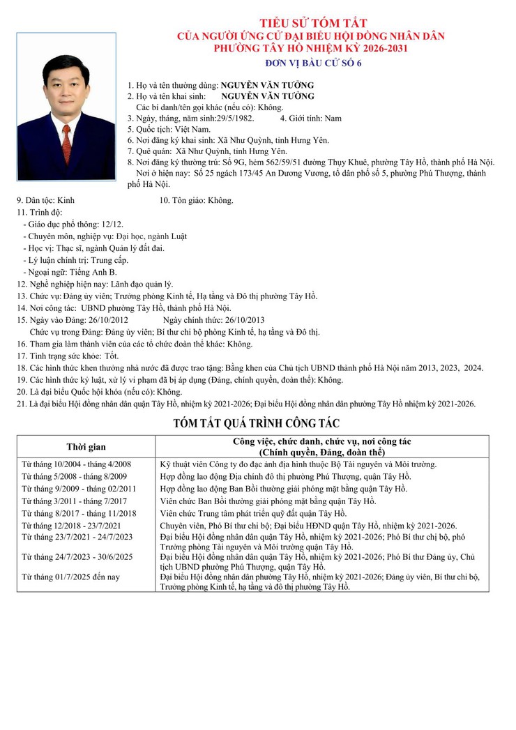 Công khai Tiểu sử người ứng cử Đại biểu HĐND phường Tây Hồ, nhiệm kỳ 2026 - 2031- Ảnh 30.