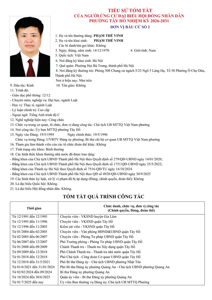 Công khai Tiểu sử người ứng cử Đại biểu HĐND phường Tây Hồ, nhiệm kỳ 2026 - 2031- Ảnh 10.