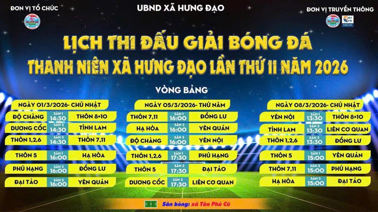 GIẢI BÓNG ĐÁ THANH NIÊN XÃ HƯNG ĐẠO LẦN THỨ II NĂM 2026 SẴN SÀNG KHỞI TRANH- Ảnh 1.