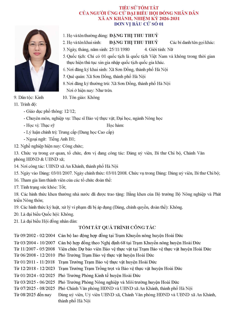 Danh sách người ứng cử Đại biểu Hội đồng Nhân dân xã An Khánh nhiệm kỳ 2026 - 2031- Ảnh 4.