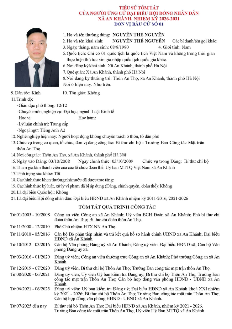 Danh sách người ứng cử Đại biểu Hội đồng Nhân dân xã An Khánh nhiệm kỳ 2026 - 2031- Ảnh 2.