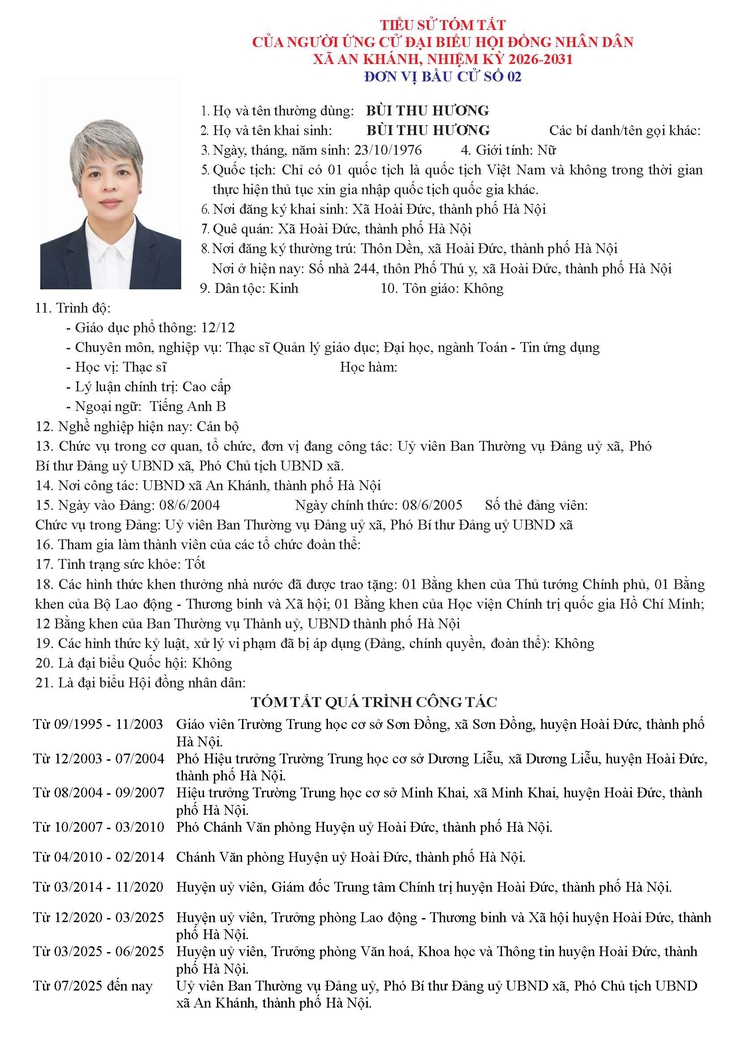 Danh sách người ứng cử Đại biểu Hội đồng Nhân dân xã An Khánh nhiệm kỳ 2026 - 2031- Ảnh 10.