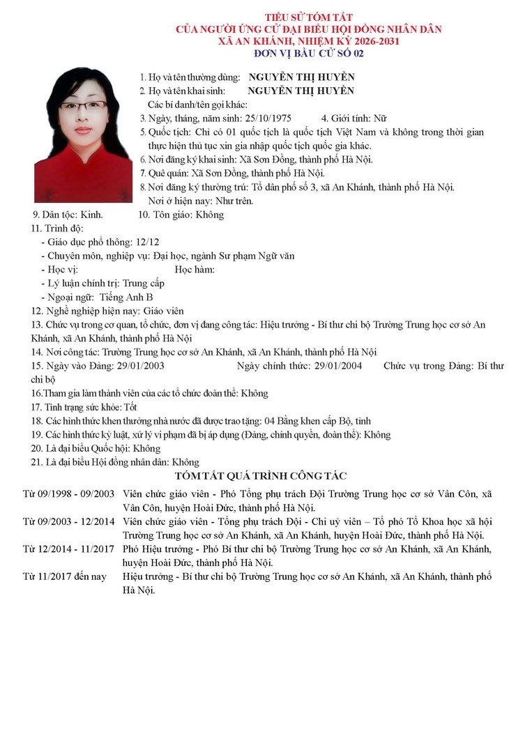 Danh sách người ứng cử Đại biểu Hội đồng Nhân dân xã An Khánh nhiệm kỳ 2026 - 2031- Ảnh 9.