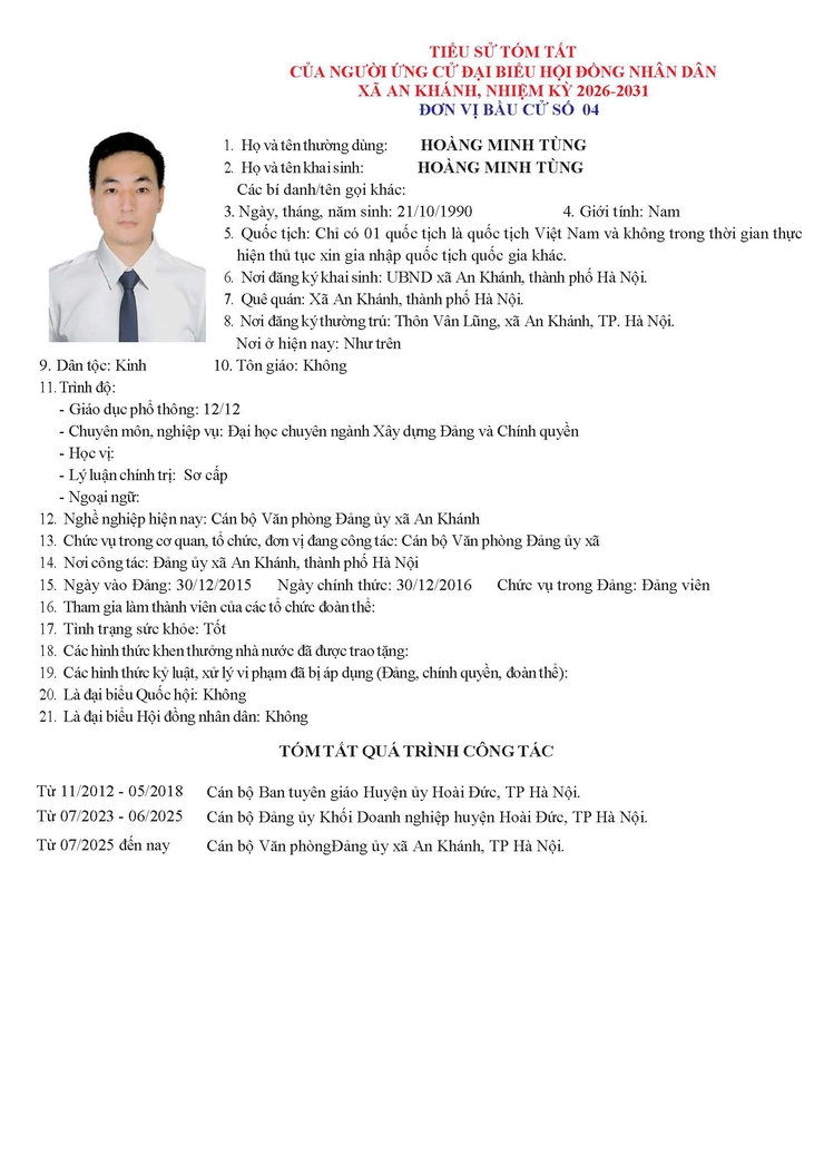 Danh sách người ứng cử Đại biểu Hội đồng Nhân dân xã An Khánh nhiệm kỳ 2026 - 2031- Ảnh 24.