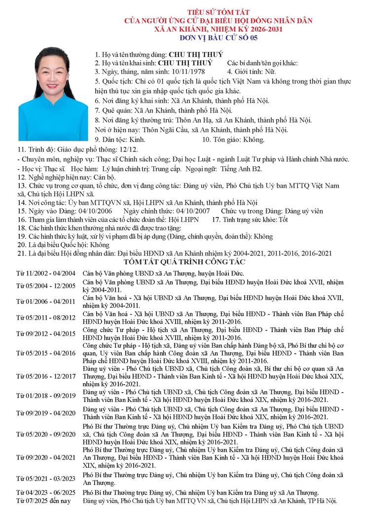 Danh sách người ứng cử Đại biểu Hội đồng Nhân dân xã An Khánh nhiệm kỳ 2026 - 2031- Ảnh 30.