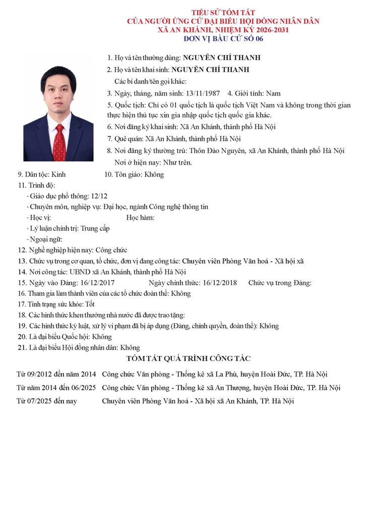 Danh sách người ứng cử Đại biểu Hội đồng Nhân dân xã An Khánh nhiệm kỳ 2026 - 2031- Ảnh 34.