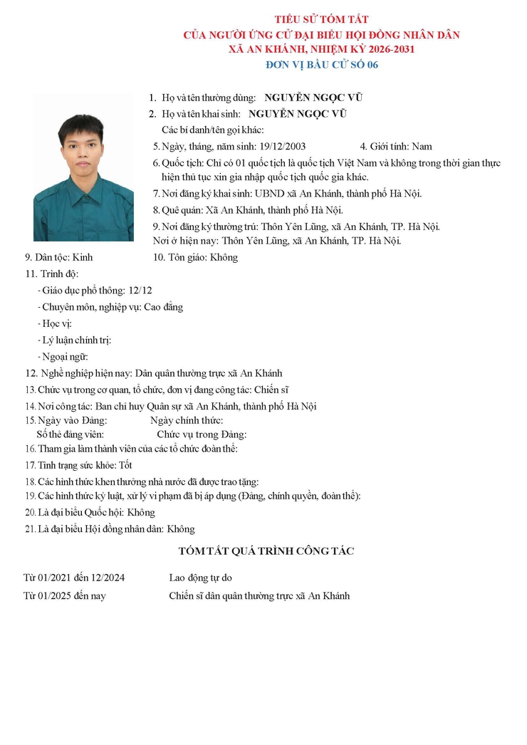Danh sách người ứng cử Đại biểu Hội đồng Nhân dân xã An Khánh nhiệm kỳ 2026 - 2031- Ảnh 36.