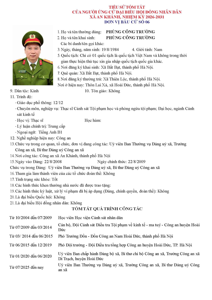 Danh sách người ứng cử Đại biểu Hội đồng Nhân dân xã An Khánh nhiệm kỳ 2026 - 2031- Ảnh 35.