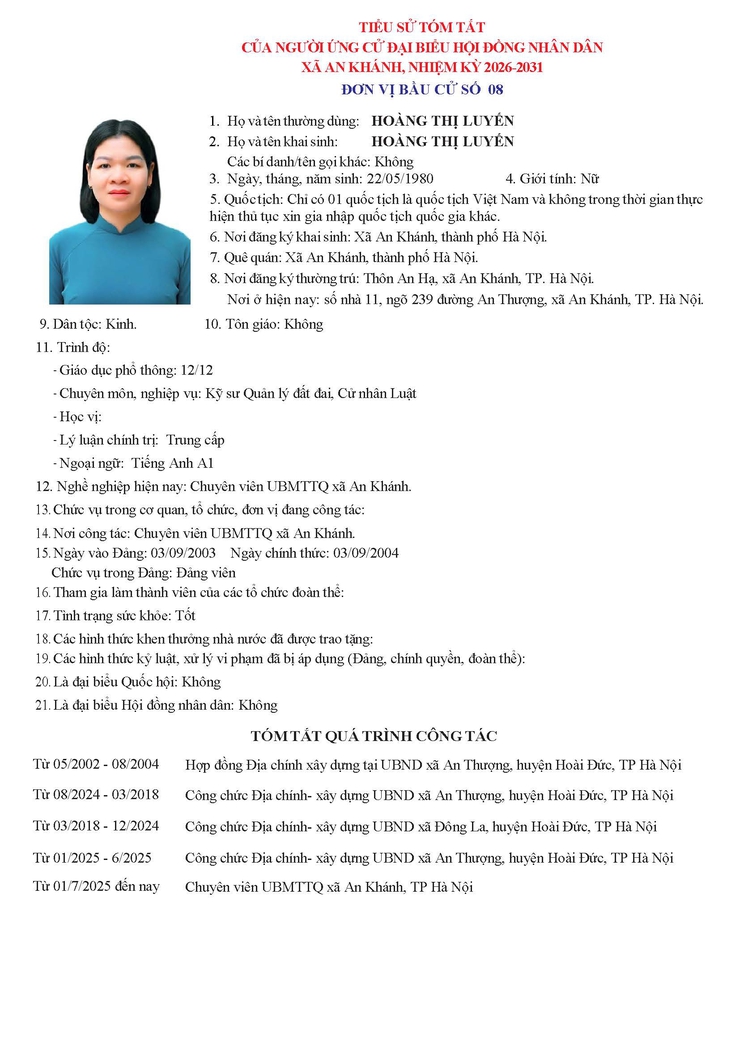 Danh sách người ứng cử Đại biểu Hội đồng Nhân dân xã An Khánh nhiệm kỳ 2026 - 2031- Ảnh 47.