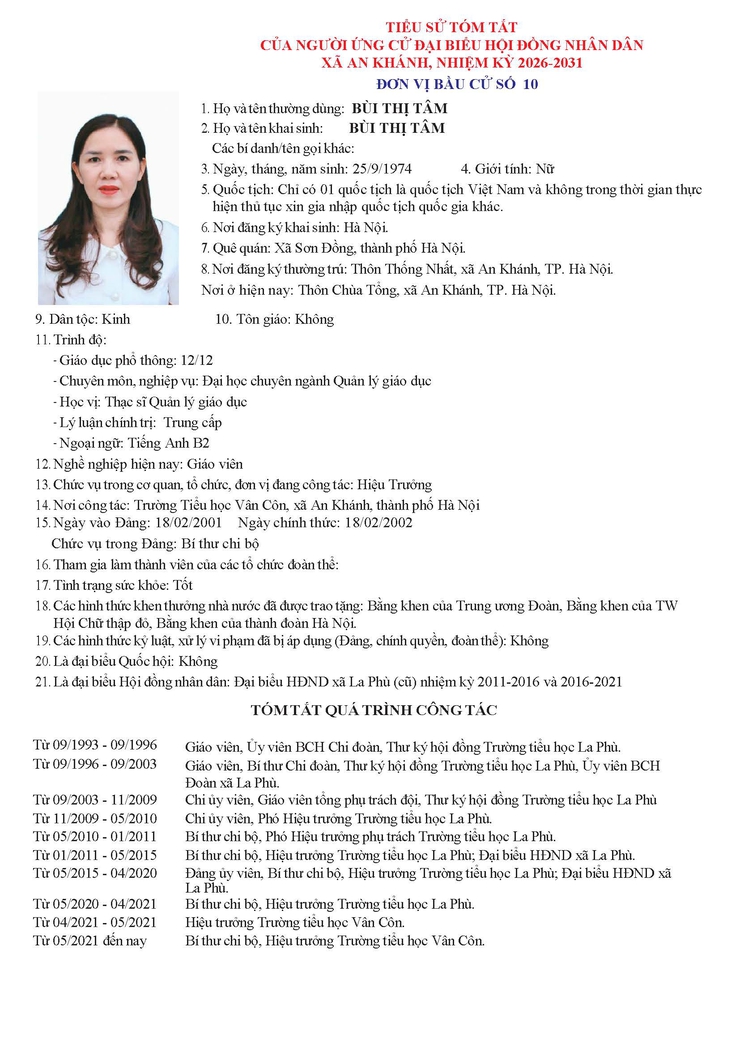 Danh sách người ứng cử Đại biểu Hội đồng Nhân dân xã An Khánh nhiệm kỳ 2026 - 2031- Ảnh 58.