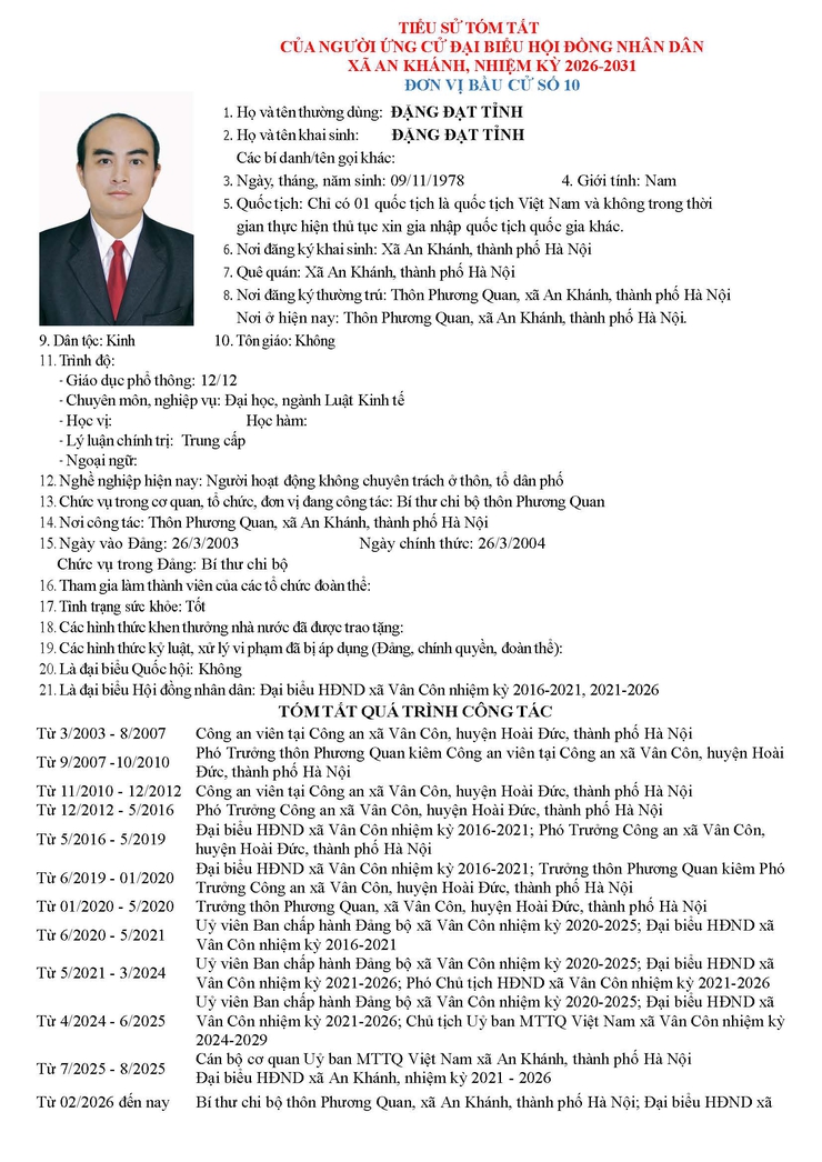 Danh sách người ứng cử Đại biểu Hội đồng Nhân dân xã An Khánh nhiệm kỳ 2026 - 2031- Ảnh 60.