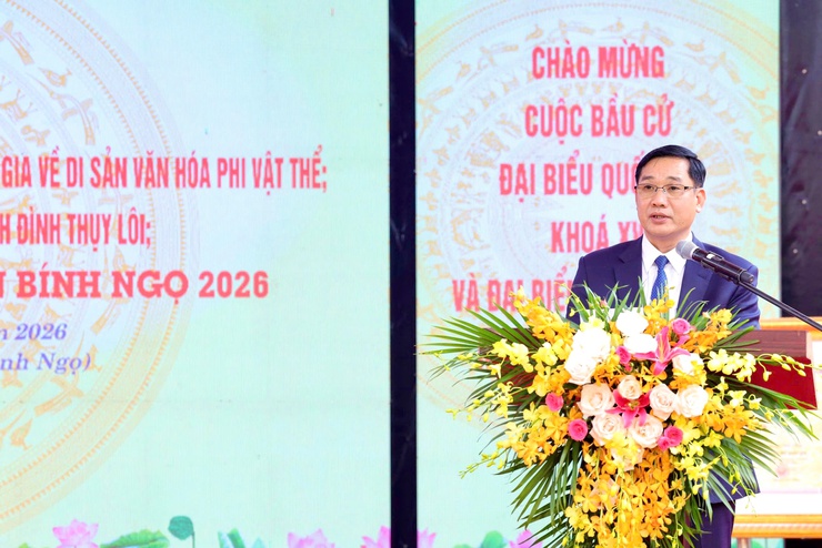 XÃ THƯ LÂM TỔ CHỨC LỄ ĐÓN NHẬN QUYẾT ĐỊNH DI SẢN VĂN HÓA PHI VẬT THỂ QUỐC GIA LỄ HỘI ĐỀN SÁI; KHÁNH THÀNH CÔNG TRÌNH TU BỔ, TÔN TẠO ĐÌNH THỤY LÔI VÀ KHAI MẠC LỄ HỘI ĐỀN SÁI XUÂN BÍNH NGỌ 2026- Ảnh 10.