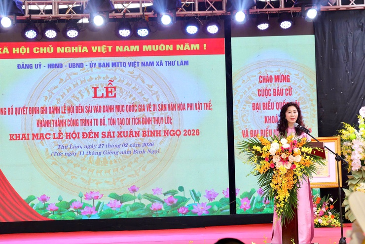 XÃ THƯ LÂM TỔ CHỨC LỄ ĐÓN NHẬN QUYẾT ĐỊNH DI SẢN VĂN HÓA PHI VẬT THỂ QUỐC GIA LỄ HỘI ĐỀN SÁI; KHÁNH THÀNH CÔNG TRÌNH TU BỔ, TÔN TẠO ĐÌNH THỤY LÔI VÀ KHAI MẠC LỄ HỘI ĐỀN SÁI XUÂN BÍNH NGỌ 2026- Ảnh 7.