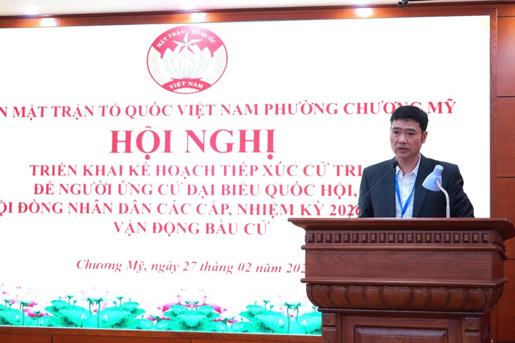 Phường Chương Mỹ tổ chức Hội nghị triển khai kế hoạch tiếp xúc cử tri để người ứng cử đại biểu Quốc hội khóa XVI và đại biểu Hội đồng nhân dân các cấp, nhiệm kỳ 2026–2031 vận động bầu cử- Ảnh 3.