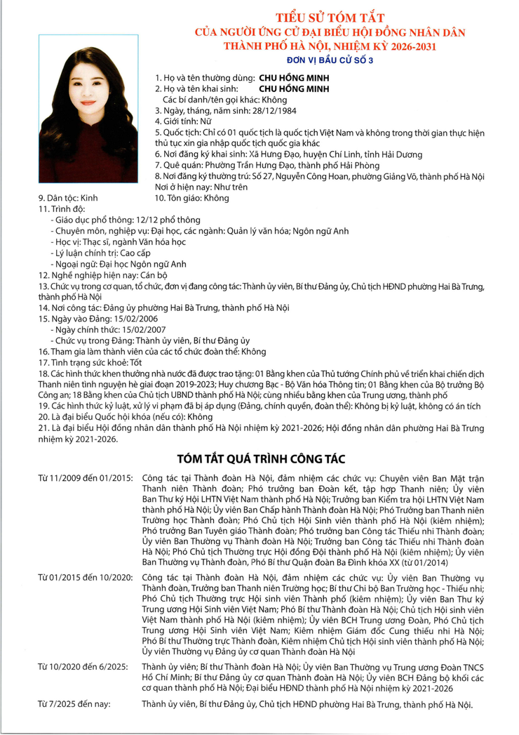 Niêm yết công khai danh sách chính thức và tiểu sử những người ứng cử Đại biểu HĐND thành phố Hà Nội nhiệm kỳ 2026 - 2031 đơn vị bầu cử số 3- Ảnh 5.