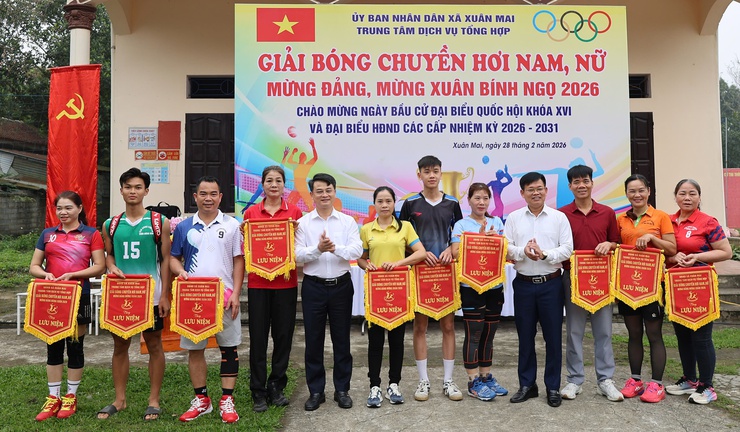Sôi nổi giải bóng chuyền hơi mừng Đảng, mừng Xuân 2026 tại xã Xuân Mai- Ảnh 3.