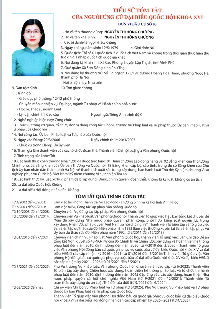 Niêm yết công khai danh sách chính thức và tiểu sử tóm tắt những người ứng cử Đại biểu Quốc hội khóa XVI ở đơn vị bầu cử số 03- Ảnh 4.