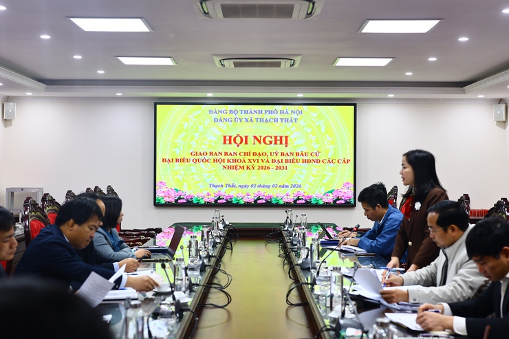 Thạch Thất họp giao ban công tác bầu cử Đại biểu Quốc hội khoá XVI và Đại biểu HĐND các cấp nhiệm kỳ 2026 - 2031- Ảnh 3.