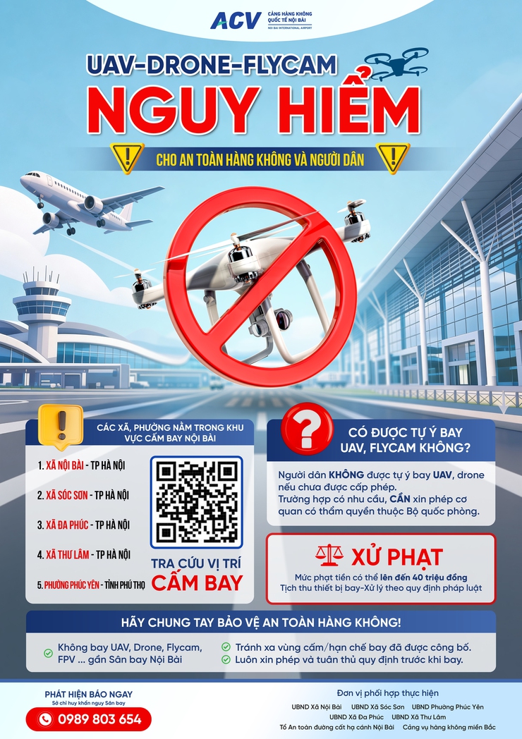 UAV, Drone, Flycam: Mối nguy cho an toàn hàng không tại Nội Bài ✈️🚫- Ảnh 1.
