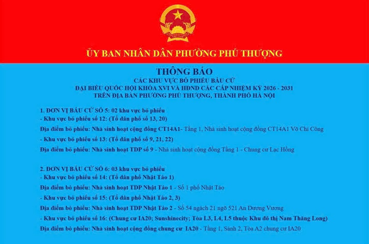Thông báo các khu vực bỏ phiếu bầu cử Đại biểu Quốc hội khóa XVI và HĐND các cấp nhiệm kỳ 2026 - 2031.- Ảnh 3.