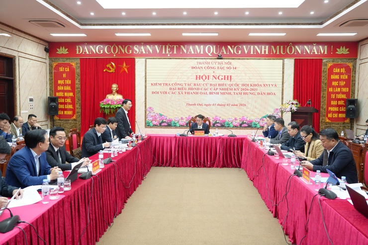 Đoàn công tác số 14 của Thành uỷ kiểm tra công tác bầu cử đại biểu Quốc hội khóa XIV và đại biểu HĐND các cấp nhiệm kỳ 2026-2031 đối với 4 xã Thanh Oai, Bình Minh, Tam Hưng, Dân Hòa- Ảnh 2.