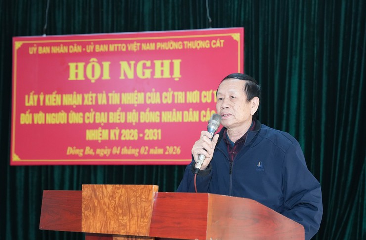 PHƯỜNG THƯỢNG CÁT TỔ CHỨC HỘI NGHỊ LẤY Ý KIẾN NHẬN XÉT, TÍN NHIỆM CỬ TRI NƠI CƯ TRÚ ĐỐI VỚI NGƯỜI ỨNG CỬ ĐẠI BIỂU HĐND CÁC CẤP- Ảnh 4.