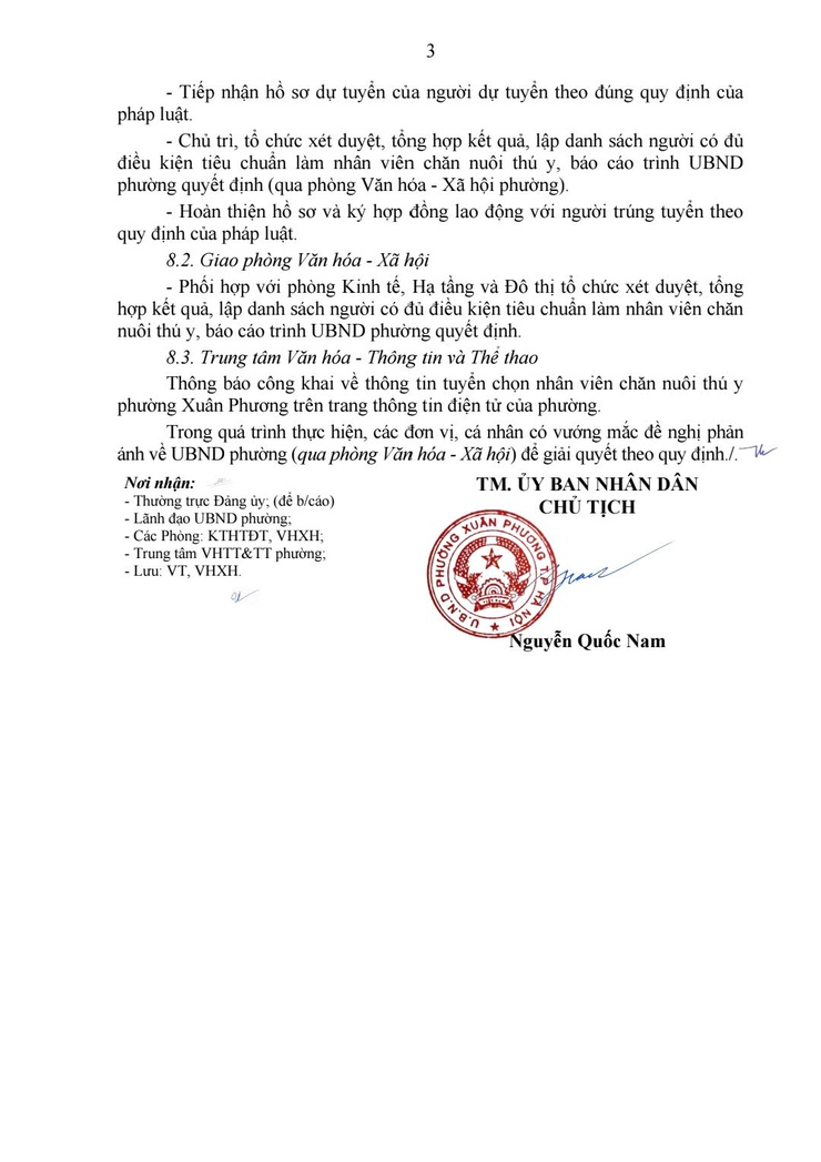 Thông báo số 220/TB-UBND ngày 03/2/2026 của UBND phường Xuân Phương về việc tuyển chọn nhân viên chăn nuôi thú y phường Xuân Phương- Ảnh 3.