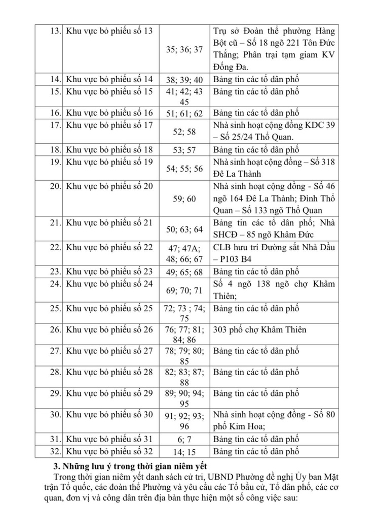 Uỷ ban Bầu cử phường Văn Miếu - Quốc Tử Giám thông báo địa điểm niêm yết danh sách cử tri bầu cử các cấp Đại biểu Quốc hội khoá XVI và Đại biểu HĐND các cấp nhiệm kỳ 2026 - 2031- Ảnh 3.