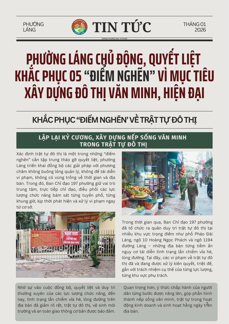 PHƯỜNG LÁNG CHỦ ĐỘNG, QUYẾT LIỆT KHẮC PHỤC 05 “ĐIỂM NGHẼN” VÌ MỤC TIÊU XÂY DỰNG ĐÔ THỊ VĂN MINH, HIỆN ĐẠI- Ảnh 1.