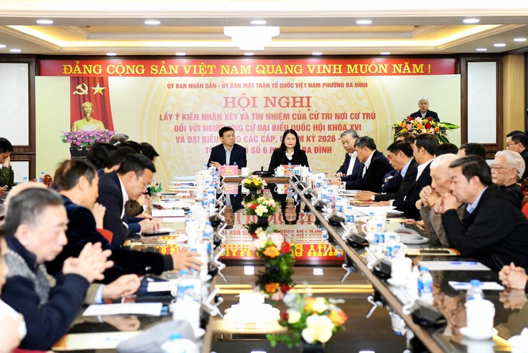 Tổng Bí thư Tô Lâm dự Hội nghị lấy ý kiến cử tri nơi cư trú với người ứng cử đại biểu Quốc hội khóa XVI- Ảnh 1.