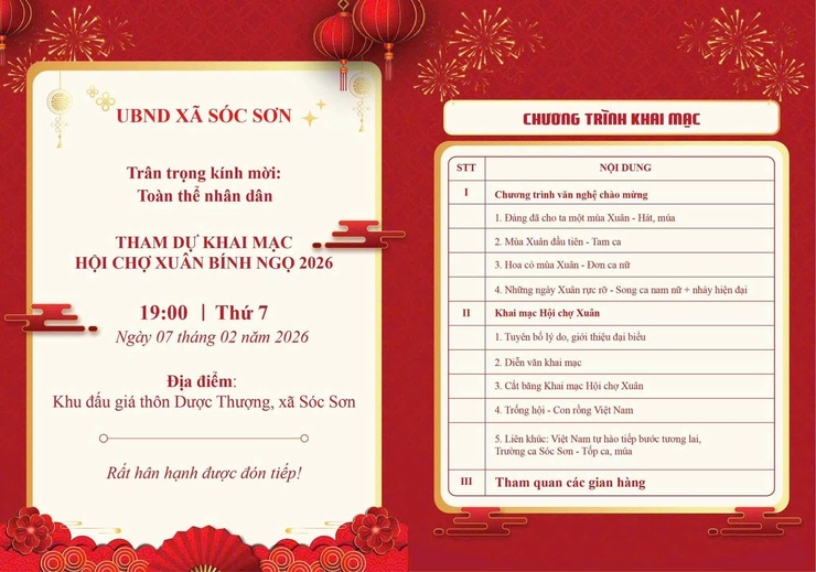 HỘI CHỢ XUÂN BÍNH NGỌ 2026 TẠI SÓC SƠN – ĐIỂM ĐẾN MUA SẮM, TRẢI NGHIỆM KHÔNG KHÍ TẾT TRUYỀN THỐNG- Ảnh 1.