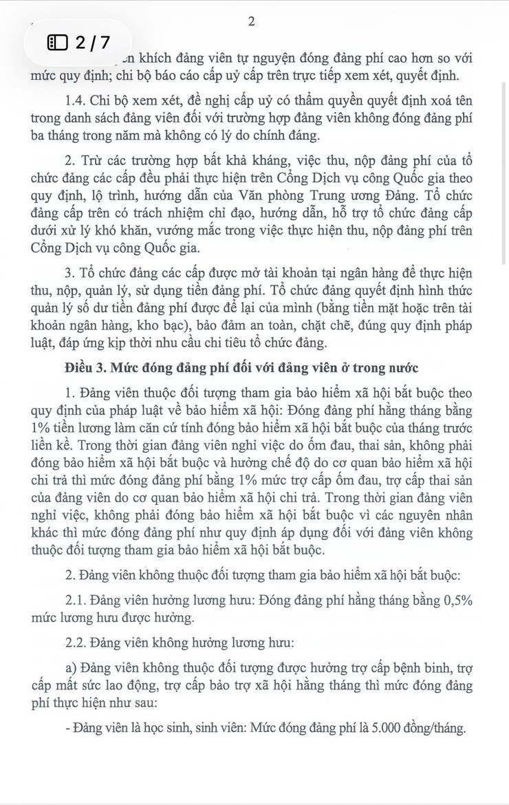 QUY ĐỊNH MỚI CỦA BỘ CHÍNH TRỊ VỀ CHẾ ĐỘ ĐẢNG PHÍ- Ảnh 2.