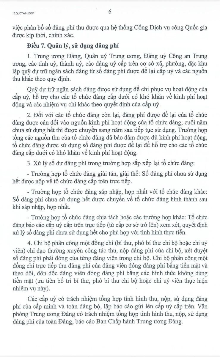 QUY ĐỊNH MỚI CỦA BỘ CHÍNH TRỊ VỀ CHẾ ĐỘ ĐẢNG PHÍ- Ảnh 6.