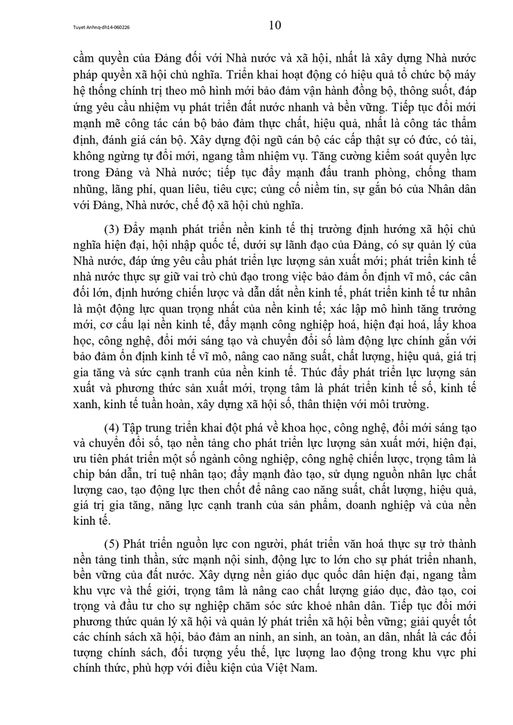 Toàn văn Nghị quyết Đại hội đại biểu toàn quốc lần thứ XIV của Đảng- Ảnh 10.