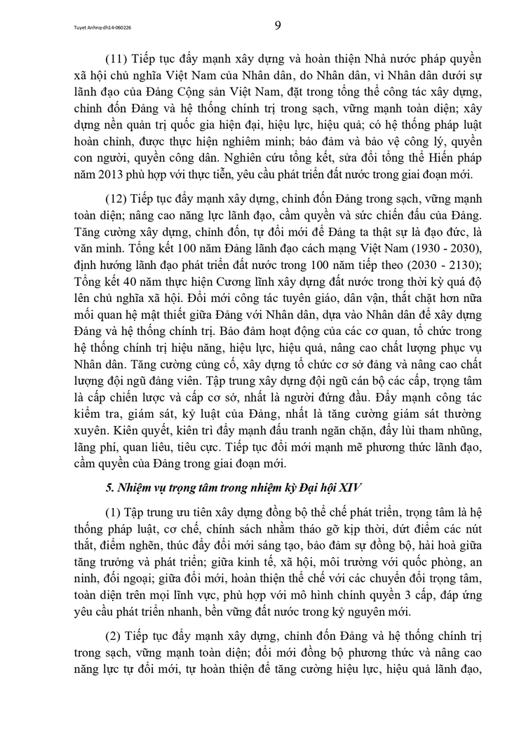 Toàn văn Nghị quyết Đại hội đại biểu toàn quốc lần thứ XIV của Đảng- Ảnh 9.