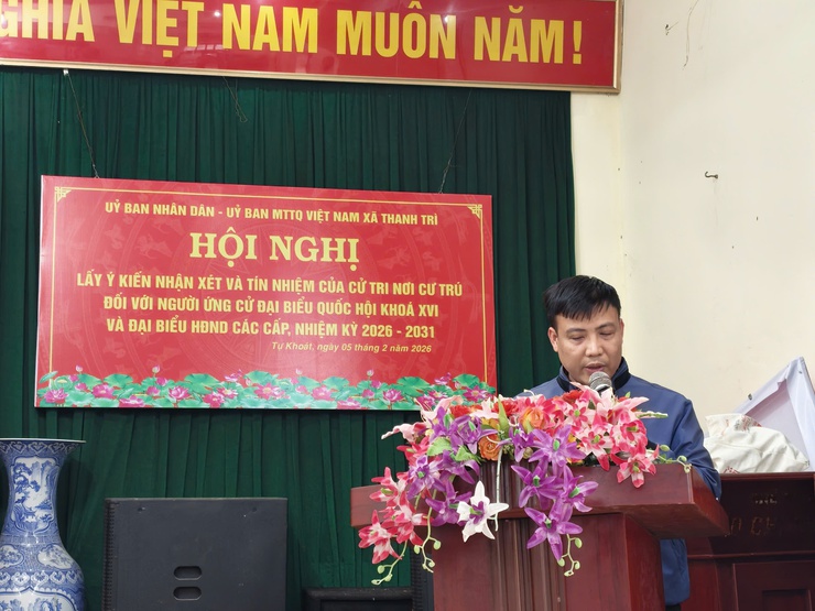 ỦY BAN MTTQ VIỆT NAM XÃ THANH TRÌ TỔ CHỨC THÀNH CÔNG 20 HỘI NGHỊ LẤY Ý KIẾN NHẬN XÉT VÀ TÍN NHIỆM CỦA CỬ TRI NƠI CƯ TRÚ ĐỐI VỚI NGƯỜI ỨNG CỬ ĐẠI BIỂU QUỐC HỘI VÀ HĐND CÁC CẤP NHIỆM KỲ 2026-2031- Ảnh 10.