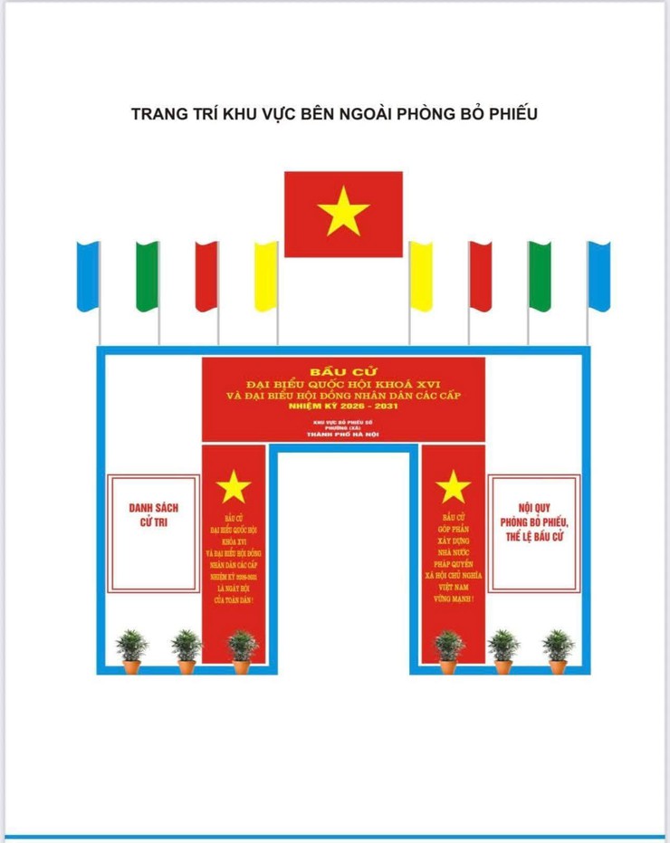 HƯỚNG DẪN CÔNG TÁC TRANG TRÍ ĐỊA ĐIỂM BỎ PHIẾU BẦU CỬ ĐẠI BIỂU QUỐC HỘI KHOÁ XVI VÀ ĐẠI BIỂU HĐND CÁC CẤP NHIỆM KỲ 2026-2031- Ảnh 7.