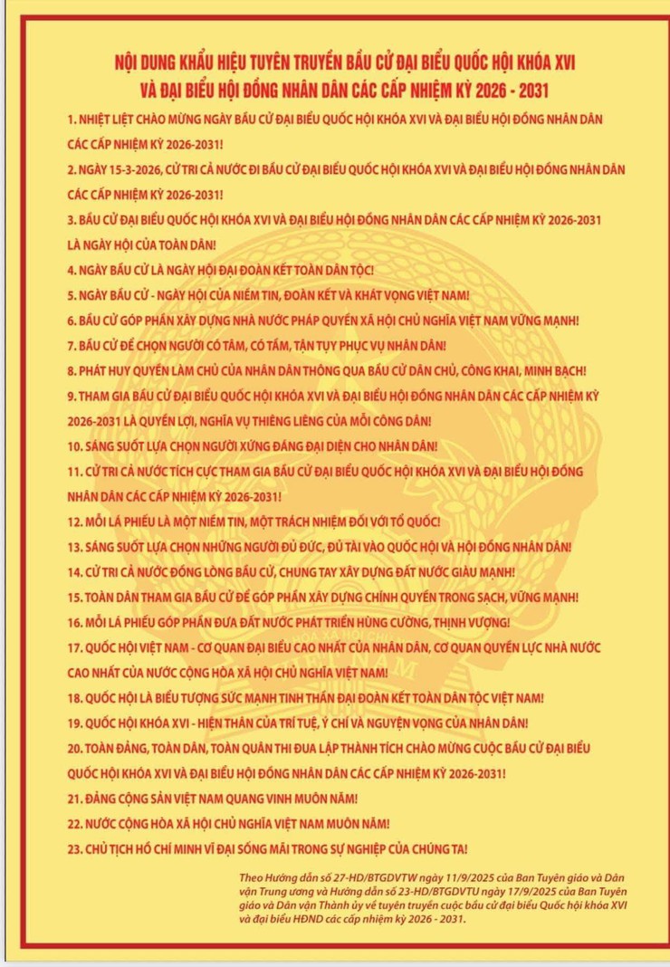 HƯỚNG DẪN CÔNG TÁC TRANG TRÍ ĐỊA ĐIỂM BỎ PHIẾU BẦU CỬ ĐẠI BIỂU QUỐC HỘI KHOÁ XVI VÀ ĐẠI BIỂU HĐND CÁC CẤP NHIỆM KỲ 2026-2031- Ảnh 2.