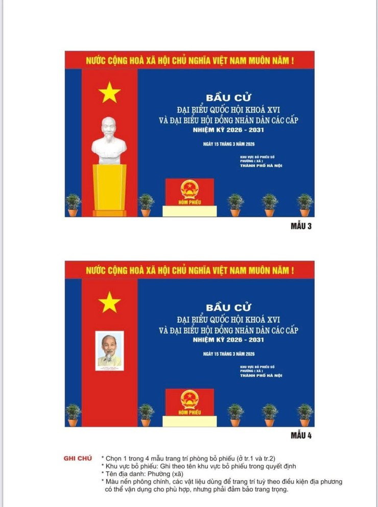 HƯỚNG DẪN CÔNG TÁC TRANG TRÍ ĐỊA ĐIỂM BỎ PHIẾU BẦU CỬ ĐẠI BIỂU QUỐC HỘI KHOÁ XVI VÀ ĐẠI BIỂU HĐND CÁC CẤP NHIỆM KỲ 2026-2031- Ảnh 4.