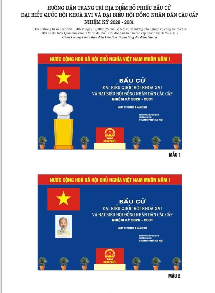 HƯỚNG DẪN CÔNG TÁC TRANG TRÍ ĐỊA ĐIỂM BỎ PHIẾU BẦU CỬ ĐẠI BIỂU QUỐC HỘI KHOÁ XVI VÀ ĐẠI BIỂU HĐND CÁC CẤP NHIỆM KỲ 2026-2031- Ảnh 3.
