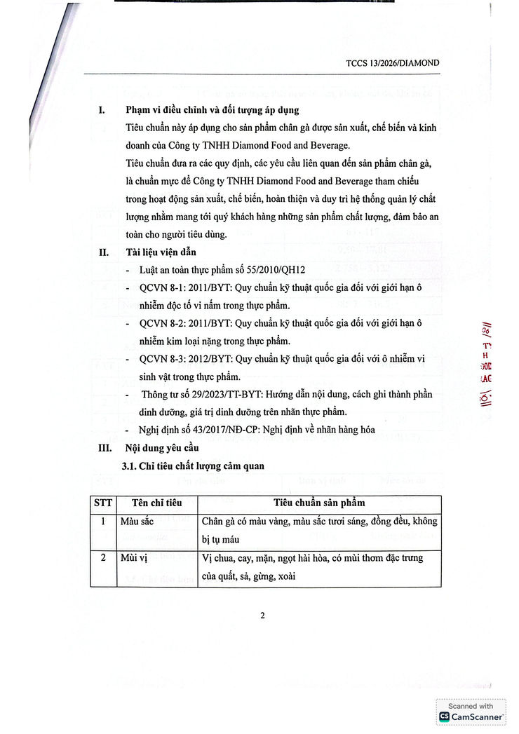 Bản tự công bố sản phẩm Chân gà ngâm xả tắc xoài- Ảnh 12.