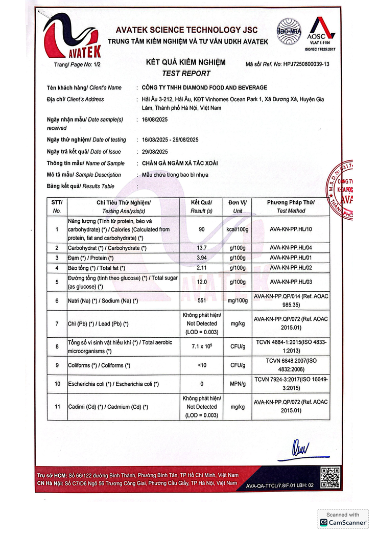 Bản tự công bố sản phẩm Chân gà ngâm xả tắc xoài- Ảnh 4.