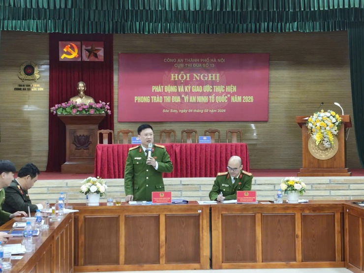 CÔNG AN XÃ SÓC SƠN CHỦ TRÌ TỔ CHỨC HỘI NGHỊ PHÁT ĐỘNG THI ĐUA "VÌ AN NINH TỔ QUỐC" NĂM 2026- Ảnh 3.