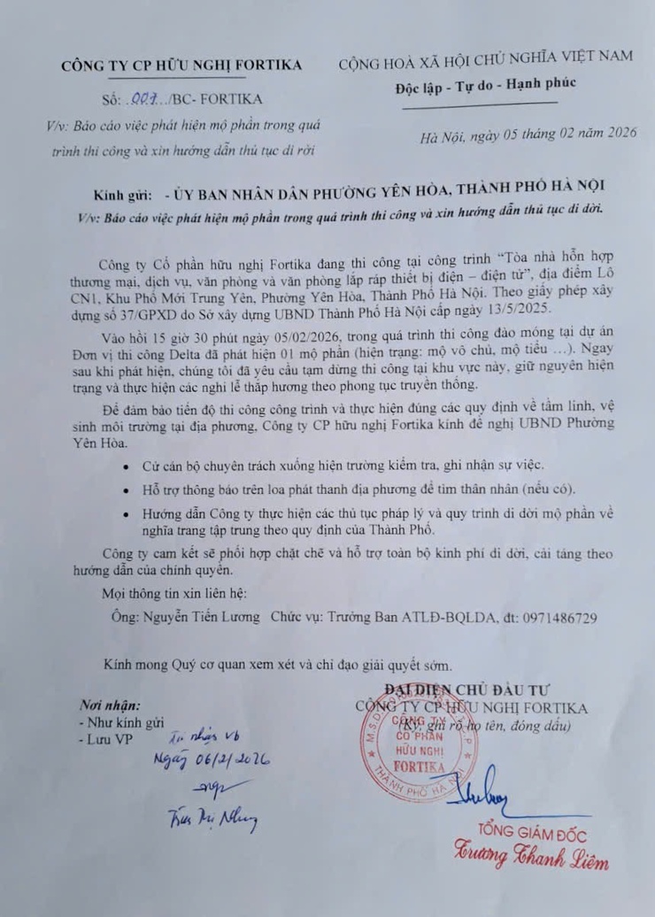 THÔNG BÁO: THÔNG TIN DI CHUYỂN MỘ "DỰ ÁN XÂY DỰNG  TOÀ NHÀ HỖN HỢP DỊCH VỤ VÀ VĂN PHÒNG - LÔ CN 1 KHU ĐÔ THỊ MỚI TRUNG YÊN- Ảnh 1.