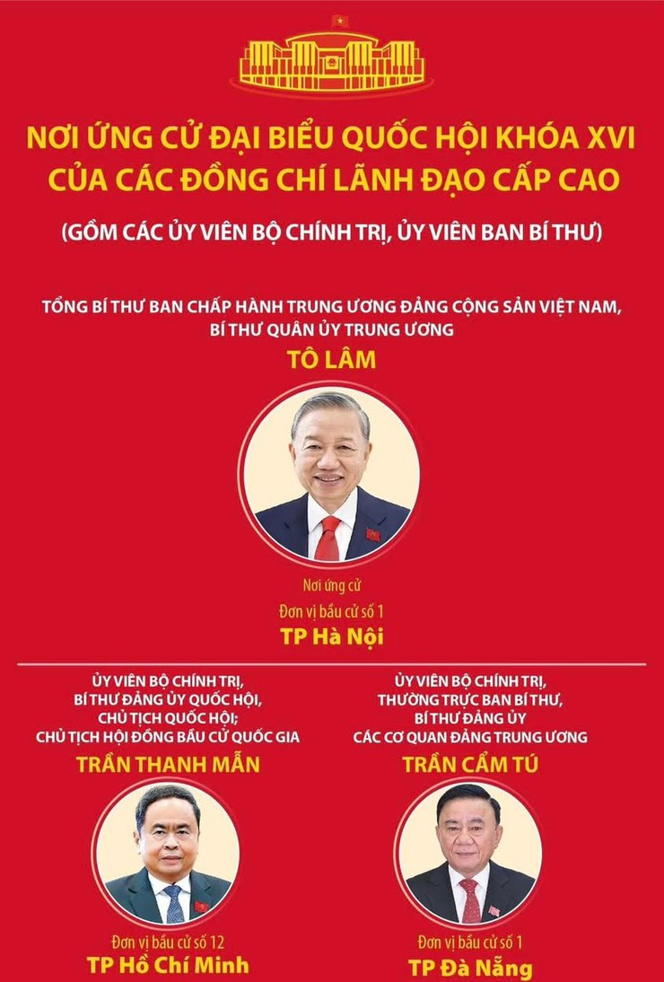 Các đồng chí lãnh đạo cấp cao ứng cử đại biểu Quốc hội khóa XVI- Ảnh 1.